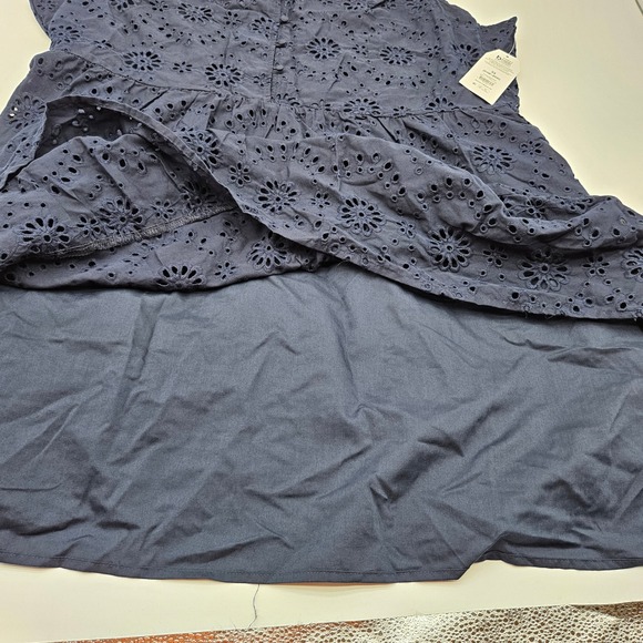 Time and Tru Womens 3X Dark Navy Sleeveless Eyelet Tiered Midi Dress - Picture 4 of 7